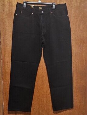 NWT Lee Relaxed Fit Straight Leg Men's Pants / Black/ Size 38x30/ 100% Cotton